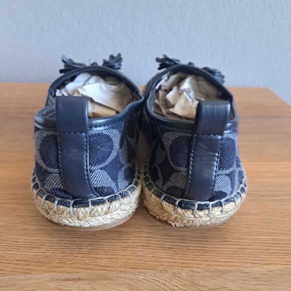 COACH Carson Espadrille Flats 8.5 Women’s Slip-On Shoes Denim Blue Logo Comfort - Picture 8 of 13